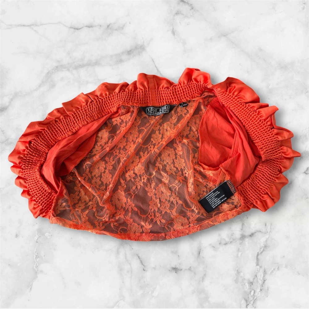 Orange Lace Ruffle Shrug - Picture 4 of 5